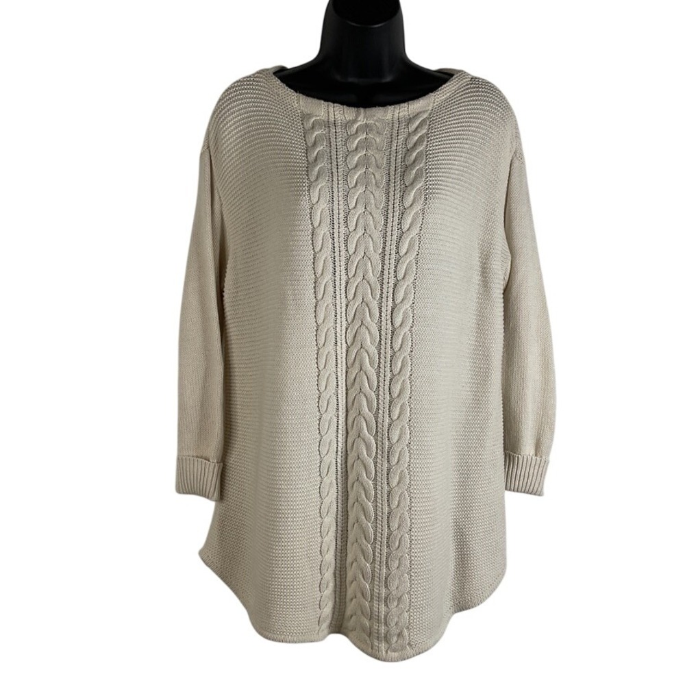 Chaps Women's‎ Size Medium Cable Knit Sweater Boat Neck Cream